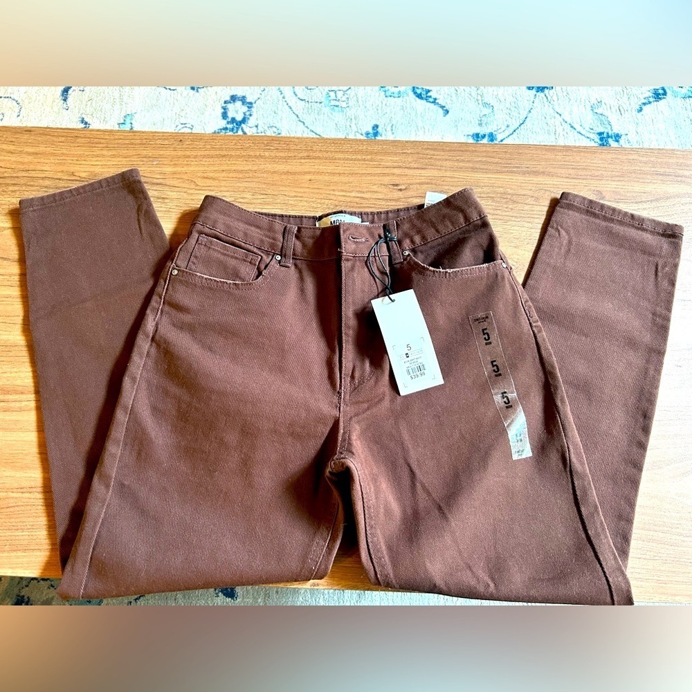 Denim sz 5 high waisted chestnut brown mom jeans, chocolate colored denim